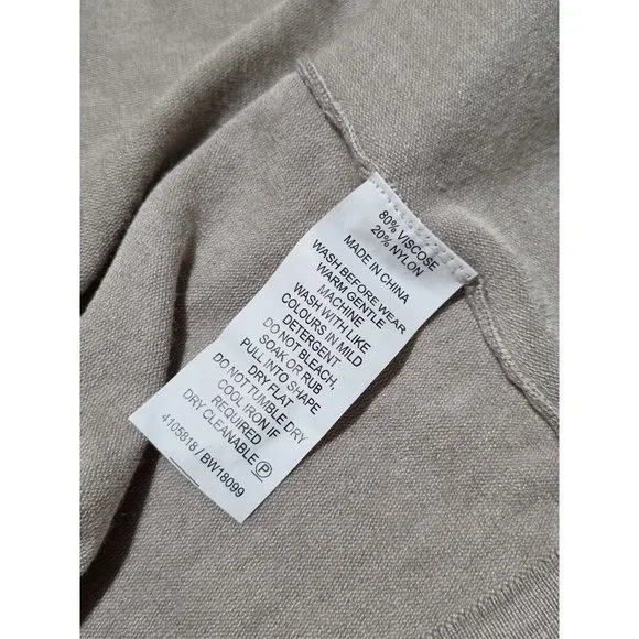 Basque Womens Stone / Oatmeal Knitted Open Long Wrap Cardigan - Size 12 - Picture 5 of 6